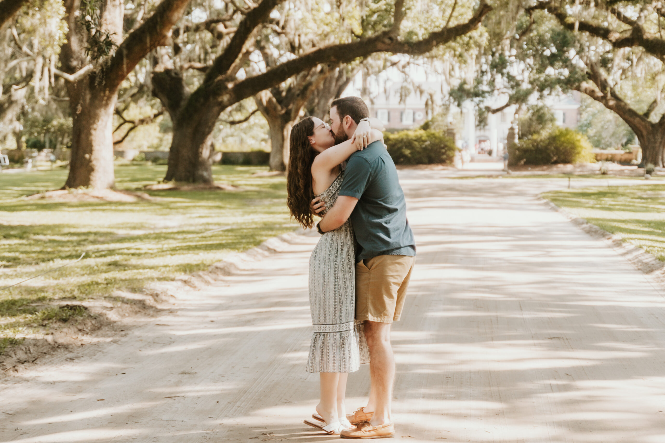 Zach proposes to Lauren under the oaks at Boone Hall Plantation in Charleston SC