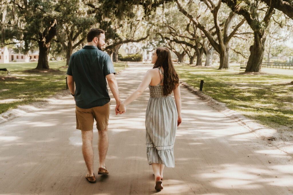 Zach proposes to Lauren under the oaks at Boone Hall Plantation in Charleston SC